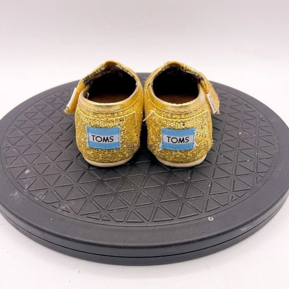 Toms Classic flat gold glitter sparkly baby shoes T5